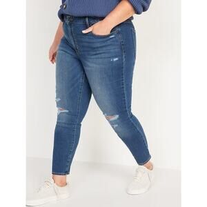 Old Navy distressed Pop Icon Skinny women size 22 mid rise med wash jeans